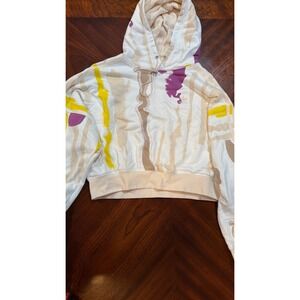 Adidas Originals x Thebe Magugu hoodie white w/all over print Small 100% cotton